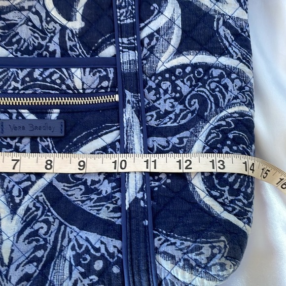 Vera Bradley Iconic Tote in Indigo Quilted Cotton Blue Paisley Polka Dot Lining - Picture 8 of 14